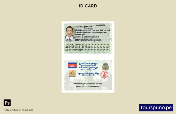 Plantilla de identificación de Camboya lista para imprimir